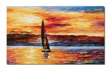 Tablou pictat manual Velier la asfintit, 100x60cm ulei pe panza in cutit efect 3D, Spectaculos