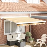vidaXL Marchiză retractabilă manuală galbenă și albă 300x250 cm