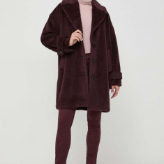 Marella palton de lana culoarea bordo, de tranzitie, oversize
