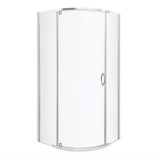 Cumpara ieftin Cabină de duș curbată Splash cu cădiță 79x79x206cm - profil cromat, sticlă transparentă