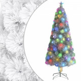 Pom de Crăciun artificial cu LED-uri, alb, 180 cm, fibră optică
