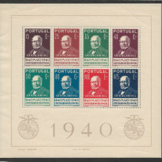 Portugalia 1940 Mi 622/29 bl 3 MNH - 100 de ani de timbre