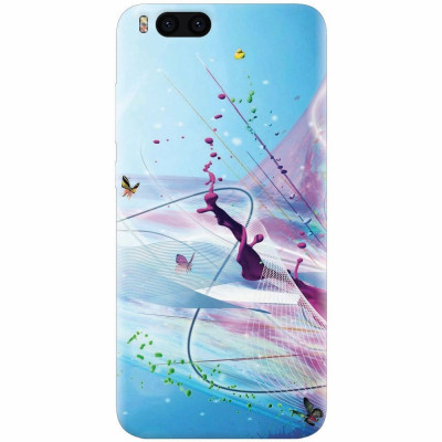 Husa silicon pentru Xiaomi Mi Note 3, Artistic Paint Splash Purple Butterflies foto
