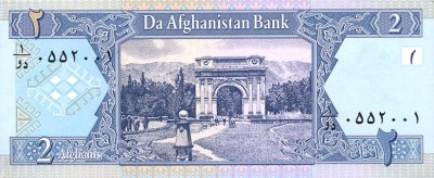 AFGANISTAN █ bancnota █ 2 Afghanis █ 1381 2002 █ P-65 █ UNC █ necirculata foto