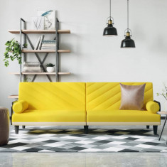 Canapea extensibila cu cotiere, galben deschis, textil foto