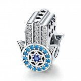 Talisman din argint 925 hamsa hand and blue star