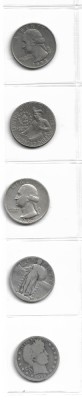 SUA - QUARTER 1898-1993 - Set 5 Monede dupa tip foto