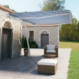 VidaXL Copertină autonomă retractabilă automat albastru&amp;alb 500x350 cm