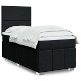 Cumpara ieftin Pat box spring cu saltea, negru, 80x200 cm, textil
