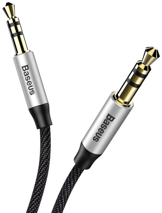 Cablu audio Baseus 3.5 mm mini Jack AUX, 1m, Negru/Argintiu