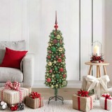 vidaXL Brad de Crăciun artificial Verde 120 cm PVC și oțel și plastic 3394929