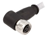 Conector M8 mamă 3 pini unghi 90&deg; cu cablu 1m PVC