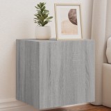 Comoda TV perete vidaXL, Gri Sonoma, 40.5x35x40cm, Lumini LED RGB, Dulap suspendat, Mobila living moderna