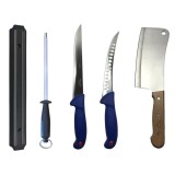 Cumpara ieftin Set cutite profesionale de macelarie, filetat, transat, dezosat, 2 cutite, suport magnetic, satar, masat pentru ascutit