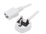 Cablu de Alimentare 1,5m Alb 3x1,5mm&sup2; BS 1363 la IEC C19 PVC