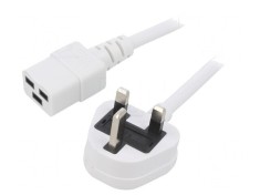 Cablu de Alimentare 1,5m Alb 3x1,5mm&sup2; BS 1363 la IEC C19 PVC