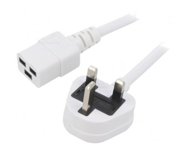 Cablu de Alimentare 1,5m Alb 3x1,5mm&amp;sup2; BS 1363 la IEC C19 PVC foto