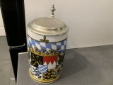 Imensă halba de bere veche,cu capac zinc,marcată,proveniență Germania,de decor.