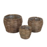 Cumpara ieftin Set 3 ghivece flori fibre naturale maro II 18 x 17 cm, 25 x 21,5 cm, 30 x 26 cm