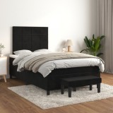 Cumpara ieftin Pat box spring cu saltea, negru, 120x200 cm, catifea
