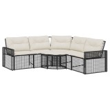 Cumpara ieftin Canapea de gradina cu perne/taburet, forma L, negru, poliratan