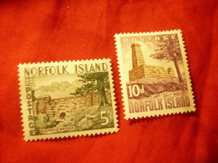 Serie Norfolk colonie britanica 1961 - Vederi , 2val. 10p+5Sh ,urma sarniera