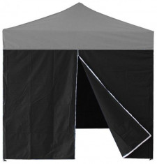 Perete lateral cu usa pentru pavilioane - 3 x 3 m - negru, GardenLine foto