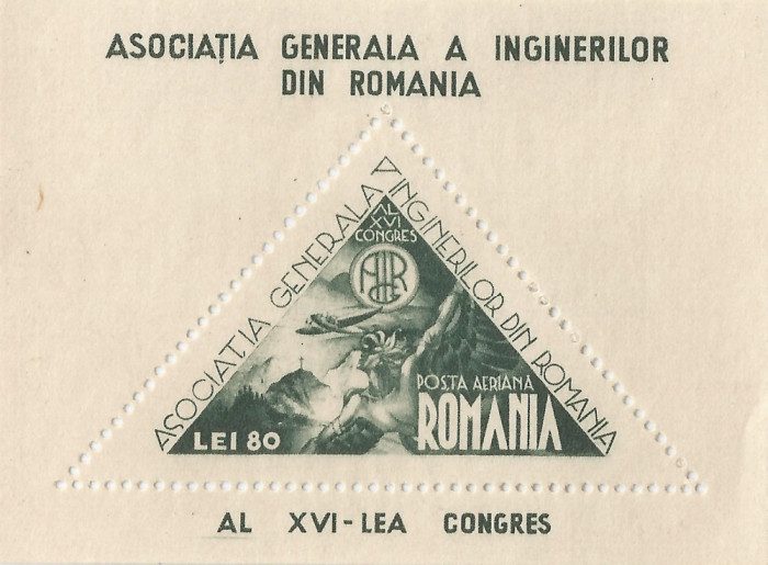 |Romania, LP 183/1945, A.G.I.R., colita dantelata, MNH