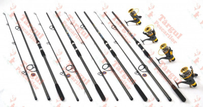 SET 4 lansete FINO CARP 3,6 m, 4 mulinete KT5000 baitrunner 9 rulmenti foto