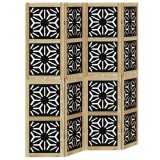 Cumpara ieftin Paravan de camera, 4 panouri, maro/negru, lemn masiv paulownia
