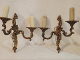 Superbă pereche de aplice din bronz masiv &icirc;n stil Rococo