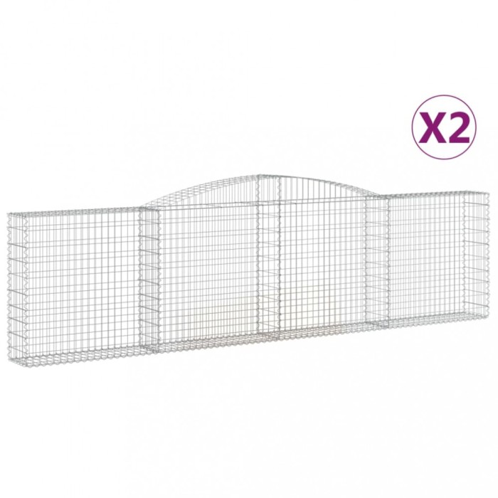 Cosuri gabion arcuite 2 buc, 400x30x100/120 cm fier galvanizat