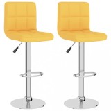 VidaXL Scaune de bar, 2 buc., galben muștar, material textil