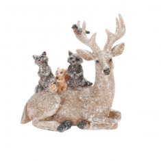 Decoratiune Reindeer, raccoon and squirrel, 13x7x15 cm, poliston