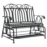 Cumpara ieftin Banca glisanta cu 2 locuri, negru, 114 cm, otel