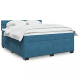 VidaXL Pat box spring cu saltea, albastru, 180x200 cm, catifea