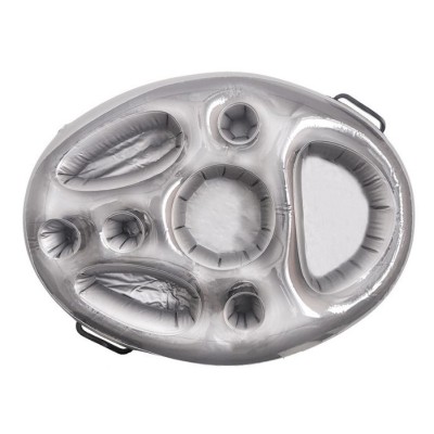 Bar gonflabil/Suport de pahare plutitor, Flippy, cu 8 compartimente, pompa inclusa, PVC, Gri, 25x18,5x4 cm foto