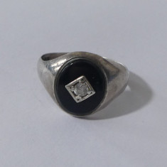 Inel argint cu onix si zirconiu -6098 foto