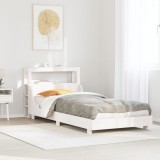 VidaXL Cadru de pat fără saltea, alb, 75x190 cm, lemn masiv de pin