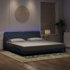 VidaXL Cadru de pat cu lumini LED, gri &icirc;nchis, 200x200 cm, catifea 3213874