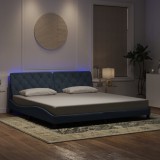 VidaXL Cadru de pat cu lumini LED, gri &icirc;nchis, 200x200 cm, catifea