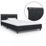 VidaXL Cadru de pat, negru, 90 x 200 cm, piele ecologică