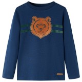 Tricou pentru copii cu m&acirc;neci lungi, bleumarin, 104, vidaXL
