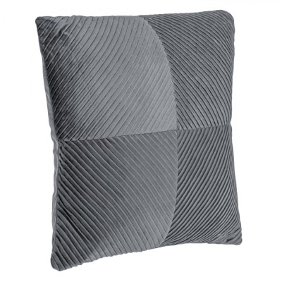 Perna Decorativa de Iarna Gri Velvet cu Dungi Reliefate 45x45 cm foto