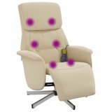 Cumpara ieftin Fotoliu de masaj rabatabil cu suport de picioare, crem, textil