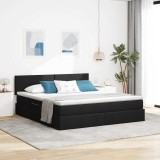 Cumpara ieftin Pat cu saltea si spatiu de depozitare Negru 160 x 200 cm