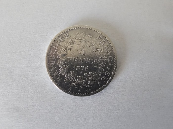 Franta 5 Francs 1875 Argint are 25 gr