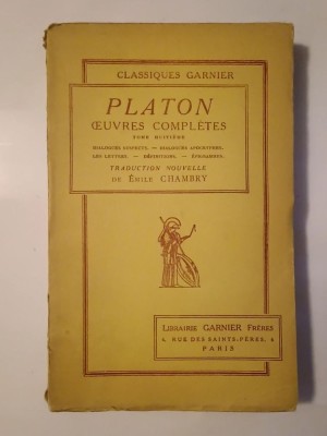 Platon: Oeuvres completes (tome huitieme / vol. 8) (trad. Emile Chambry, Ed. Garnier) foto