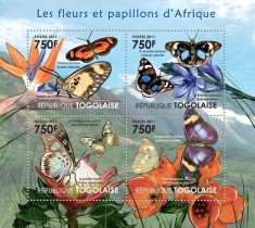 TOGO 2011 - Fluturi / set complet MNH - bloc+colita (2 imagini)
