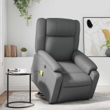 vidaXL Fotoliu rabatabil cu ridicare, gri, piele ecologică 3205160